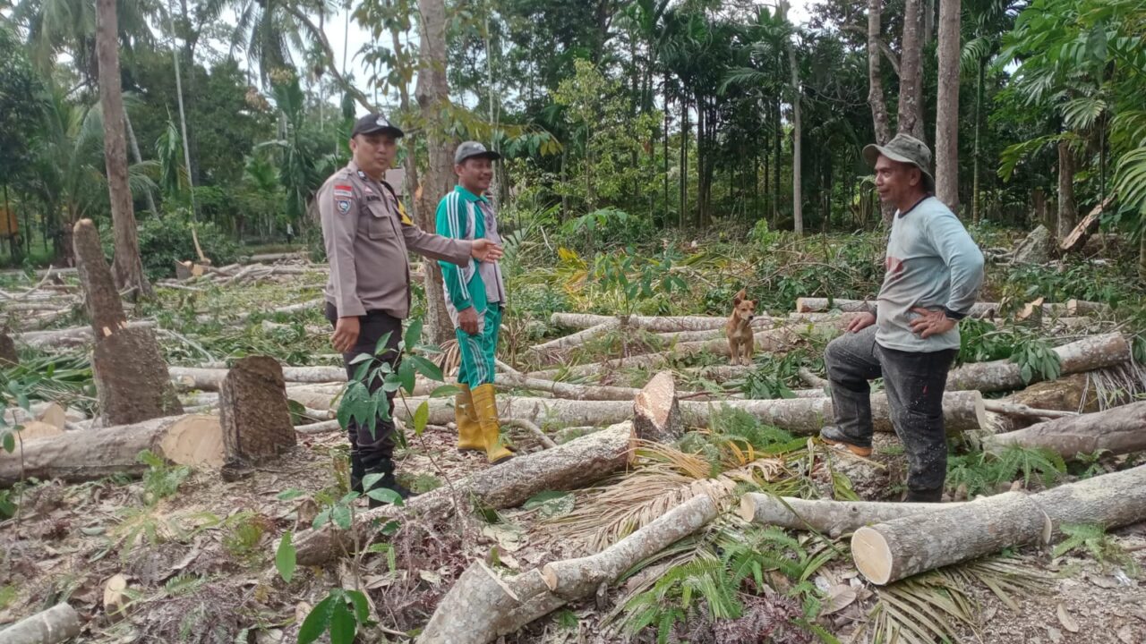 Bhabinkamtibmas Bantan Timur Bersama Warga Bersihkan Lahan Ketahanan Pangan, Wujud Polisi Cinta Petani